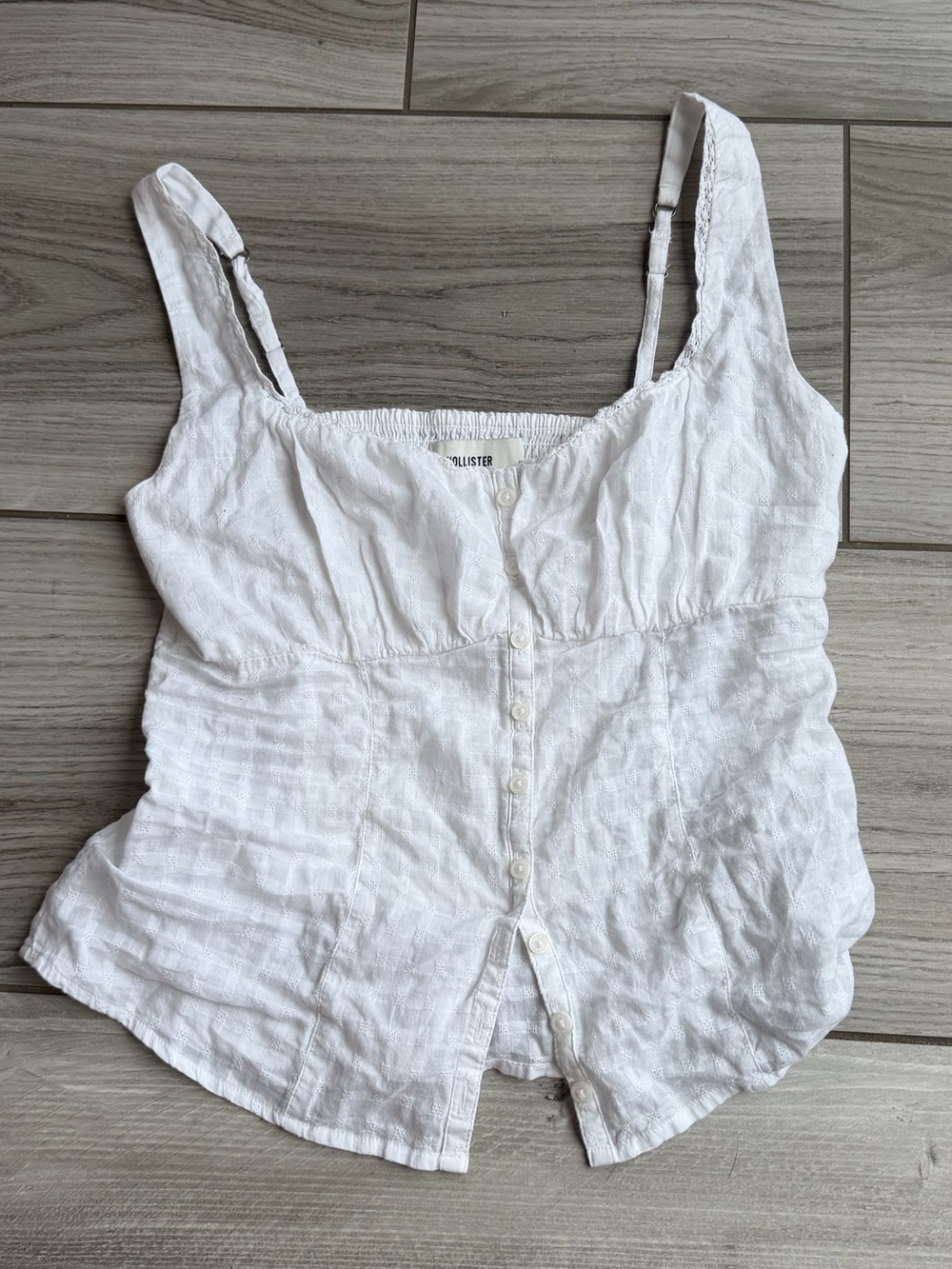 Hollister White Button-Front Tank